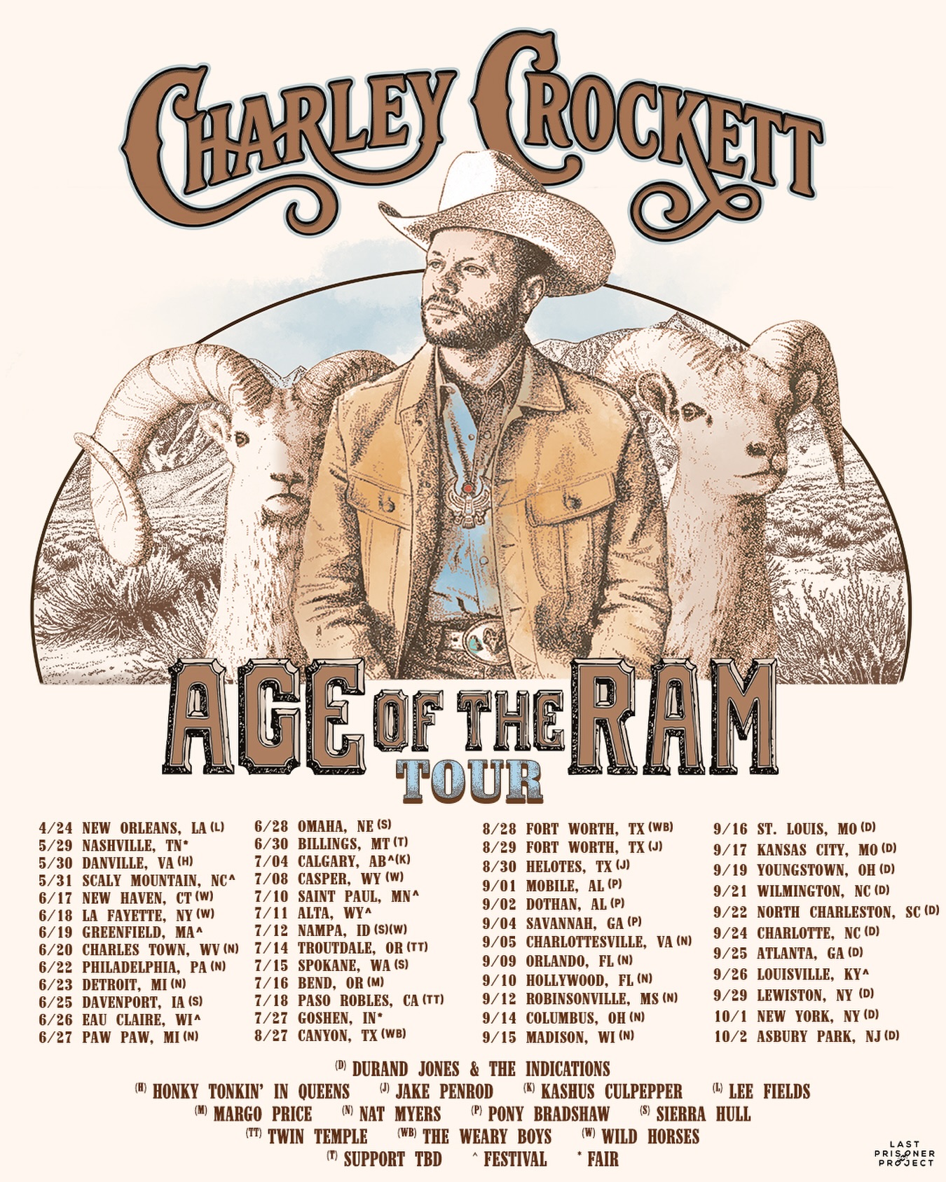 Charley Crockett Age of the Ram Tour Poster 2026